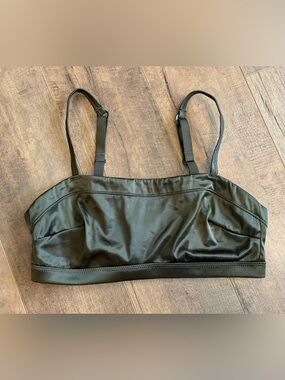 Green Aerie Satin Bralette with Adjustable Straps